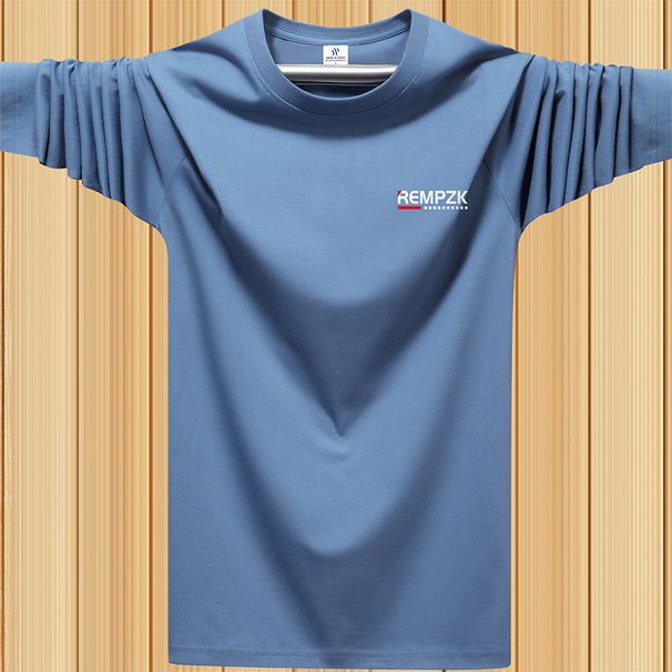 Spring And Long Sleeved T-Shirt Pure Cotton Round Neck Loose Large Men's Autumn China-Chic T-Shirt Bottoming Shirt_viptrois.com