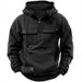 "Retro Men's Hooded Sweatshirt – Oversized Fit With Leather Patch Pockets (Navy/Black/Army Green/Khaki, S-XXL)"_viptrois.com