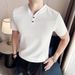 Summer New Thin Waffle Men's Short-sleeved T-shirt Ice Silk Fabric Personalized V-neck Men's Bottoming Shirt Short T-shirt_viptrois.com