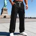 Men's Heavyweight Retro Corduroy Workwear Pants - Relaxed Fit, Multi-Pocket, High Waist, Straight Leg For Casual & Urban Style_viptrois.com