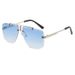 Frameless double beam gradiet suglasses with polygoal cut edges, tredy fashioable suglasses, ad cocave shaped_viptrois.com