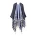 Unisex Fashionable simple double-sided tassel knitted shawl women's air-conditioned room warm and comfortable blanket split cape men's_viptrois.com