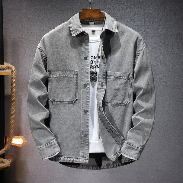 Men's Clothing New Casual Men's Jackets For Spring 2025, Trendy And Handsome Lapel Versatile Slightly Loose Men's Denim Shirts_viptrois.com