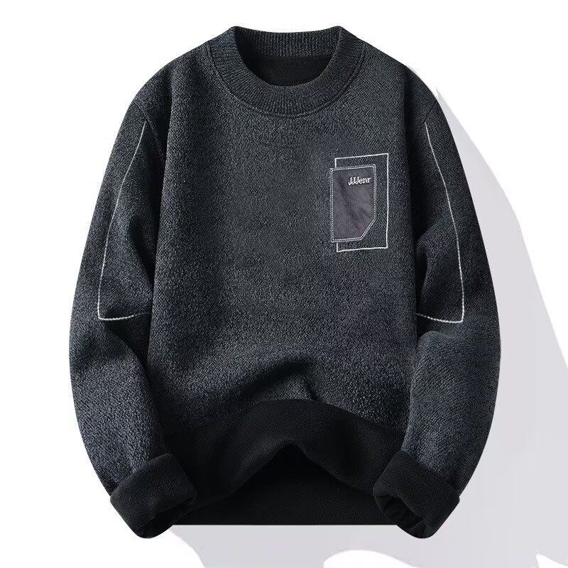 Autumn/Winter Sweater Men's Round Neck With Velvet Underwear Undercover Knitted Sweater Men's_viptrois.com