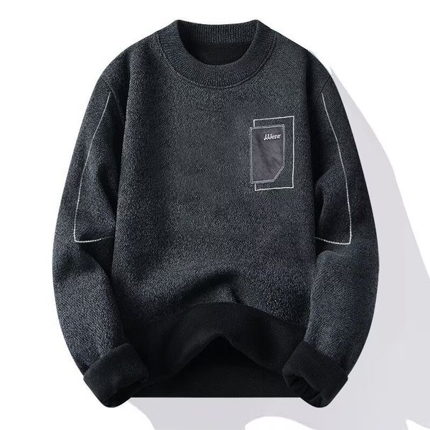 Autumn/Winter Sweater Men's Round Neck With Velvet Underwear Undercover Knitted Sweater Men's_viptrois.com