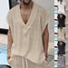 Summer New Oversized Men's Casual Large V-neck Loose Jacquard Knit Vest_viptrois.com