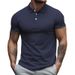 Summer New Men's Slim-fit Button-neck Casual Muscle T-shirt Large-size Men's Polo Shirt_viptrois.com