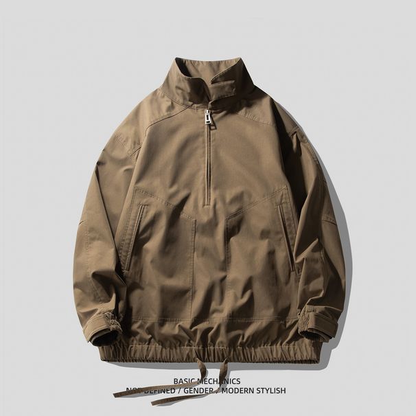 Spring Fashion Brand Outdoor Functional Assault Suit Men's Loose Retro Half Zipper Workwear Jacket Jacket Trendy_viptrois.com