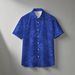 Summer Ice Silk Dark Pattern Printed Short Sleeve For Men, Business Casual Turn-down Collar Non-Iron Thin Shirt In Royal_viptrois.com