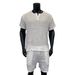 Men's Clothing Suits Summer Loose Casual Solid Color V Neck Short Sleeved Shirt Shorts Two Piece Suit_viptrois.com
