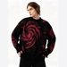 Dark Streetwear Knit Sweater - Cosmic Star Print, Distressed Hem & Fringe Detail, Punk Gothic Style For Men (Black, S/M/L)_viptrois.com