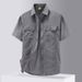Men's Clothing Comfortable Large Size Solid Color Workwear Short Sleeved Shirt Men_viptrois.com