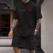 Men's Summer Suits New Style Positioning Printing Fashion Short Sleeved Shorts Two Piece Suits Leisure Sports_viptrois.com