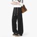 Men's Wheat Ear Pattern Thickened Casual Sweatpants Loose Straight Leg Wide Leg Flowy Heavyweight Long Pants Winter New Style_viptrois.com