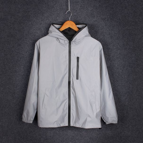 New Reflective Hooded Jacket For Men, Trendy Sports Student Windbreaker, Class Uniform, Couple's Windbreaker_viptrois.com