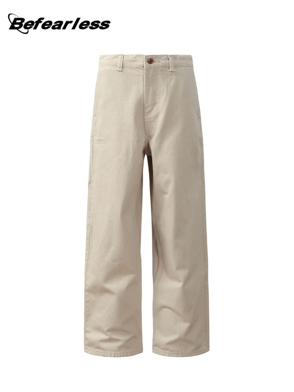 Men's Clothing Retro Vibe Washed And Distressed Straight Pants For Men And Women, Loose Wide Leg Casual Trousers_viptrois.com