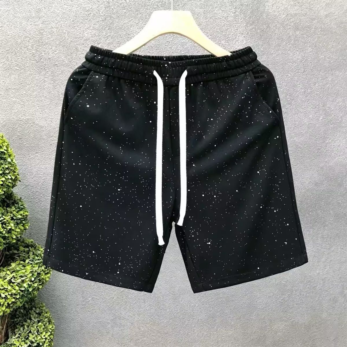 Men's All-Over Star Print Drawstring Shorts 5-Inch Inseam Beach Casual Loose Fit Quick-Dry Summer Shorts_viptrois.com