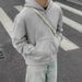 Men's Clothing Unisex Casual Hooded Sweatshirt - Short Sleeve Zip Up Jacket With Relaxed Fit In Solid Colors (Grey, Black, Beige) For Men & Women_viptrois.com