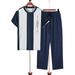 Men's Summer Sportswear Casual Everyday round Neck Color Blocked Two Piece Set Short Sleeved Shirt And Trousers Wholesale_viptrois.com