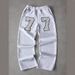 Streetwear Drawstring Pants For Men – Oversized Letter Print, Polyester Casual Joggers (S-3XL, Grey/Black)_viptrois.com
