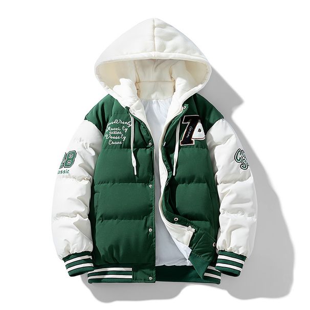Men's Clothing New Cotton Padded Jacket Men's Winter Youth Thick Down Cotton Jacket Hooded Fake Two Piece Trendy Casual Cotton_viptrois.com