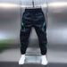 Men's Trendy Fleece Lined Patchwork Casual Pants Spring Autumn Elastic Waist Jogger Leg Slim Fit Sporty Versatile Bottoms_viptrois.com