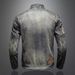Fashionable Autumn Nostalgic Blue Loose Large Pocket Niche Denim Men's Casual Zipper Jacket Top Trend_viptrois.com