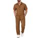Men's Casual Short Sleeve Shirt & Pants Set, Light Brown Summer Beach Outfit, Comfortable Polyester Blend, S-Xxl_viptrois.com