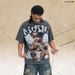 Washed Big Angel Child Print Street Style Loose Men's Short Sleeve T-Shirt 300g_viptrois.com
