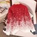 Christmas Snowflake Gradient Men's Autumn And Winter Red Round Neck Knitted Sweater Lazy Style Casual Top_viptrois.com