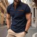 2025 New Summer Men's Casual Short-sleeved POLO Shirt Chest Pocket Lapel Button Patchwork Color Matching Shirt Short T-shirt_viptrois.com
