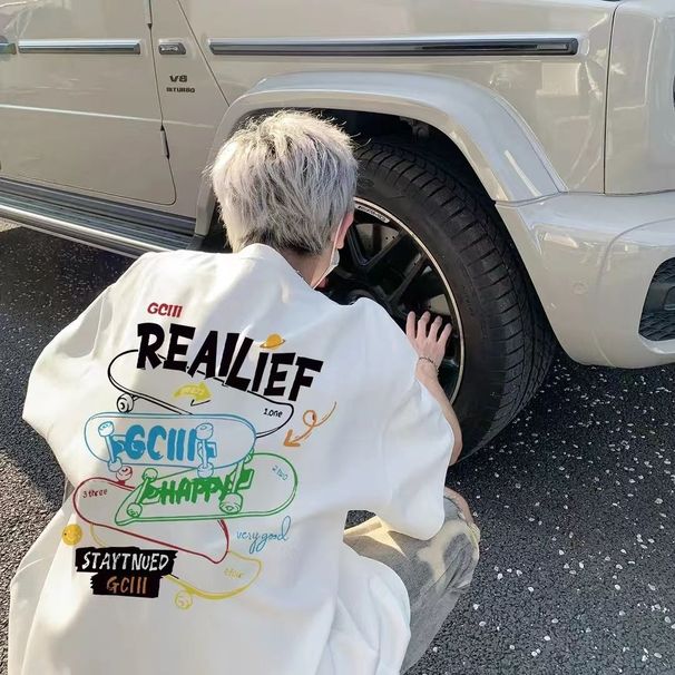 Cotton Short Sleeved T-shirt Men Women, Versatile For Students And Teenagers, Summer Trendy Brand Loose Oversized Half_viptrois.com