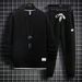 Men's Waffle-Knit Long Sleeve T-Shirt – Oversized Casual Loungewear Set With Breathable Polyester Blend (S-5XL, Athletic & Streetwear Styling)_viptrois.com
