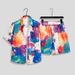 Men's Clothing Summer Quick Drying Short Sleeved Floral Shirt Suit Beachwear Loose Casual Two Piece Suit Outerwear Shorts_viptrois.com