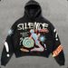 New SILENCE Sweatshirt Skull Foam Print Washed Hooded Pullover Loose Fit Versatile Hot Sale_viptrois.com