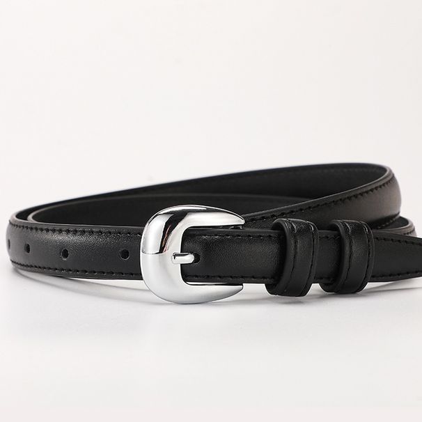 Women's Belts Genuine Leather Cowhide Thin Belts Young People's Pin Buckle Simple Fashion All Match Trouser Belts_viptrois.com