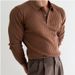 American Tough Guy Knitted Polo Shirt Muscle Men's Slim Long Sleeved Sweater T Shirt Lapel Pit Stripes Autumn And Winter New Warm_viptrois.com