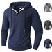 Men's Slim-Fit Hooded Sweatshirt – Lightweight Long-Sleeve Pullover With Button Detail (Gray, Charcoal, Navy) – S-XXXL_viptrois.com