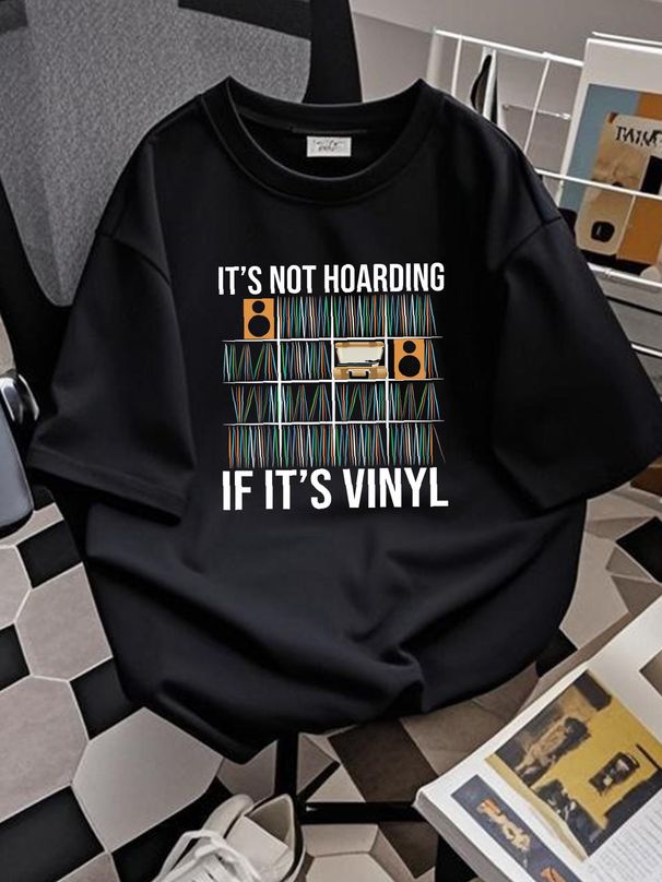 NEW It's Not Hoarding If It's Vinyl Funny Vinyl Records Lover T-Shirt S-5XL Stylish Breathable Streetwear Graphic Stretched Soft Comfortable_viptrois.com