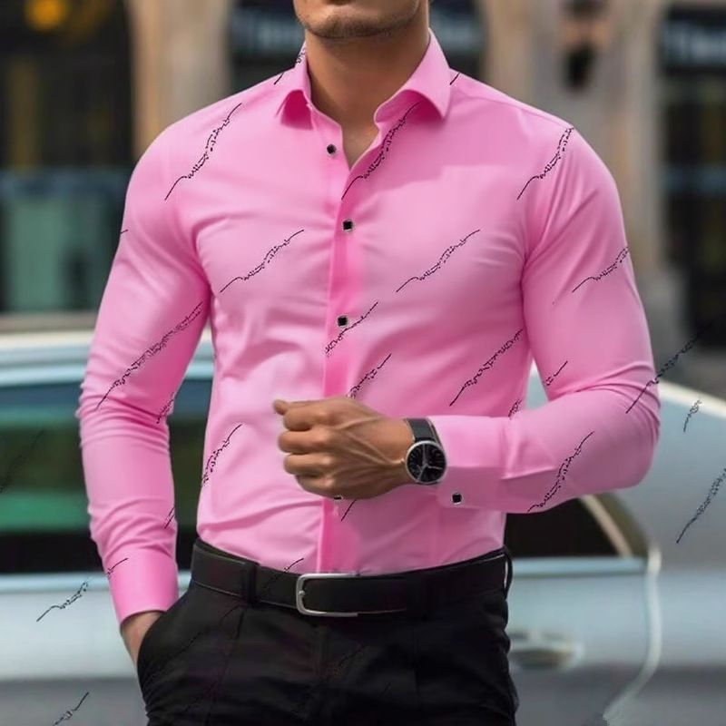 Men's Shirt Business Casual Four Sided Stretch Printing Thin Anti Wrinkle Shirt Men's Long Sleeve_viptrois.com