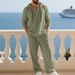 Men's Linen Lounge Set 2-Piece Comfort Outfit - Soft Breathable Long Sleeve Top And Pants, Relaxed Fit For Home & Casual Wear_viptrois.com