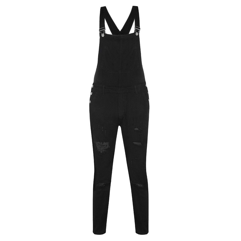 Wish Fashion Men's Strappy Denim Rompers Ripped Jeans Trousers Trendy Pop Work Clothes_viptrois.com