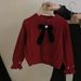 Mother & Kids Children's Knitted Cardigan Children's Clothing Sweet Single Breasted Doll Collar Temperament Girl Sweater_viptrois.com