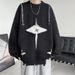 Men's Clothing Men's Hip-Hop Star Print Sweater Oversized Streetwear Knit Pullover Unisex Casual Winter Fashion In Wine Red_viptrois.com