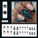 False Nails Fashion Almond Armor Dark Green French Flash Manicure Practice Armor_viptrois.com