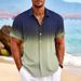Men's Digital 3D Printed Short-Sleeved Shirt Color-Block Striped Lapel Casual Style Summer Fashion_viptrois.com