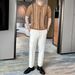 Men's Clothing Summer New Short Sleeved Sweater Vertical Stripes Half Zip Polo Shirt Collar Business T Shirt_viptrois.com