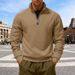 Men's Heavyweight Half-Zip Fleece Sweatshirt - Stand Collar Pullover With Japanese Brushed Polyester (10 Colors) | Relaxed Fit Winter Essential_viptrois.com