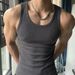Men's American Style Heavyweight Ribbed Sports Vest Sleeveless Casual Stretchy Figure Flattering Basketball Fitness Base Layer_viptrois.com