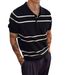 Men's Clothing Men's Long Sleeved T-Shirt Striped Shirt Casual Versatile Fashionable Everyday Wear Collared Top_viptrois.com